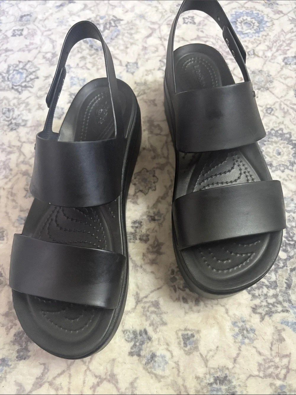 CROCS Women's Black Platform Strap Slingback Sandal